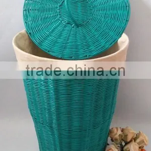 Inno-crea Household Durable Plastic Woven Laundry Bin With Lid thumbnail-1