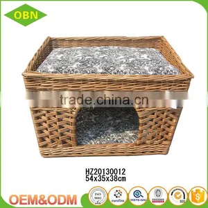 Custom Comfortable Nature Large Handmade 2 Layer Round Willow Wicker Dog Bed thumbnail-4