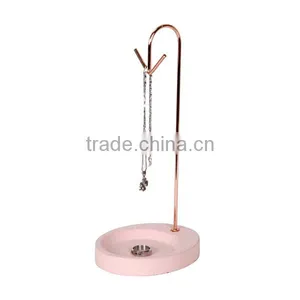 Plating Gold Metal Hanger With Concrete Rack Stand Base for Jewelry Display thumbnail-1