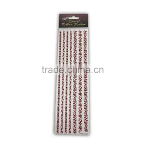 Festival Mood Epoxy Ribbon Sticker, X'mas Season Foil Sticker, Foil Epoxy Ribbon Sticker in Red thumbnail-1