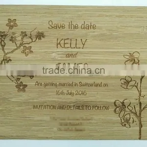 Fancy Bamboo Wood Card Save the Date /invitation Card thumbnail-1