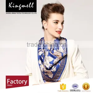 Custom-made 2017 New Style Blue Printed Twill Silk Scarf thumbnail-2