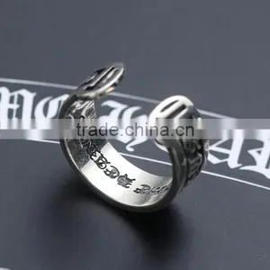Manufacturer Top Quality Words Patterned Men's Jewelry Mystic Sterling Silver Big Ring for Men thumbnail-3