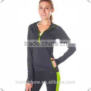 Womens Spring Long Sleeve Half-Zip Active Hoodie Shirt Cool Dry Fit Performance Running Top 1/2 Zipper Workout Hoodie thumbnail-3