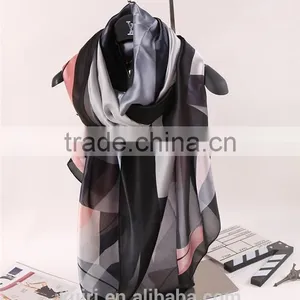 2016 Fashion Bandana Luxury Scarve Woman Brand 100% Silk Scarf With Flower Print Women Shawl High Quality Print thumbnail-4