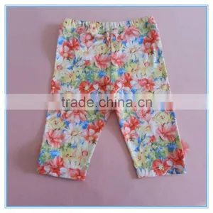 Wholesale Custom Super Comfortable Cotton Fabric Girl's Floral Leggings Stretch Colorful Pants Trousers thumbnail-2