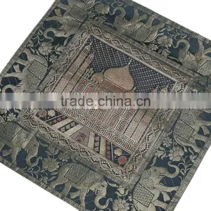 Decorative Accent Silk Pillows Brocade Taj Mahal Indian Square Cushion Covers thumbnail-3