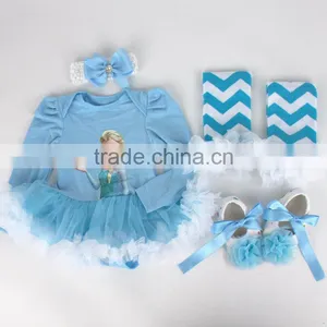 Hot Sale 4Pcs Long Sleeve Cotton Baby Romper Frozen Princess Elsa Costume thumbnail-1