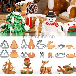 8PCS/ Set 3D Christmas Biscuit Mold Stainless Steel Cookie Cutter Sugar Cake Mold DIY Baking Tools thumbnail-1