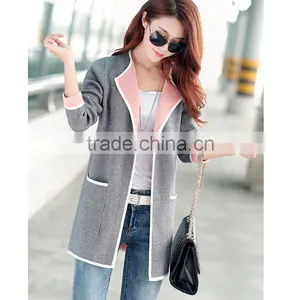 B41006A 2017 Wholesale Women Big Size Clothes Fashion Long Sleeve Simple Cardigan thumbnail-2