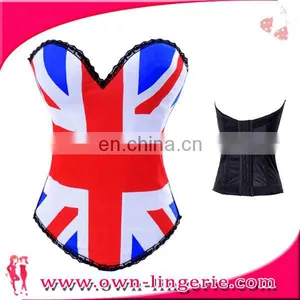 Ladies Flag Printed 100%cotton Bustier Corset Plus Size Lingerie for thumbnail-1