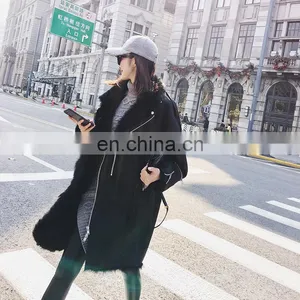 2016 Hot Sale Warm Winter Ladies Shearling Sheepskin Long Coat thumbnail-1