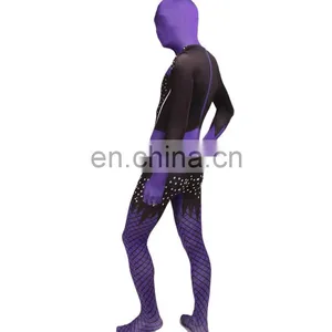 Wholesale Purple Sexy Full Hood Halloween Costume Zentai Lycra Catsuit thumbnail-3