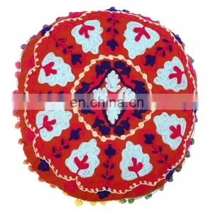 Indian Fabric Cotton Cushion Cover Design Ethnic Black Suzani Embroidered Art thumbnail-1