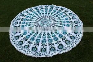 Peacock Indian Round Mandala Tapestry Wall Hanging Beach Throw Towel Yoga Mat thumbnail-1