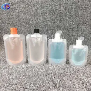 A Blank Standing Bag With a Flap for Hand Gel Clear Plastic Nozzle Bag for Sunscreen thumbnail-1