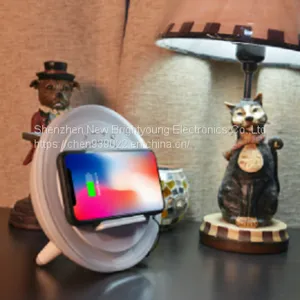 A21 Button Bluetooth Speaker Wireless Charging Colorful Atmosphere Bedside Lamp thumbnail-4