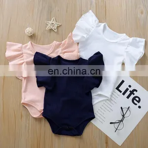 Wholesale Sweet Cotton Baby Rib Cotton Clothes Baby Girls Ruffle Romper thumbnail-1