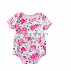 Baby Clothes Romper Cotton Flower Printed Ruffle Baby Girl Romper thumbnail-3