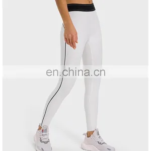 Wholesale High Waist Color Blocking Elastic Waistband Sports Leggings Outdoor Training Gym Pants For Women Fitness Wear Clothes thumbnail-5