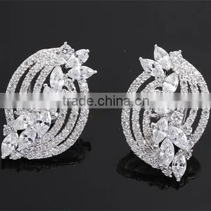 New Model China Wholesale Rhodium Plated Cubic Zirconia Bridal Indian Jewelry Set thumbnail-6