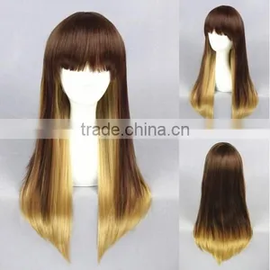 High Quality 65cm Medium Long Straight Blond&Gold Mixed Lolita Wig Synthetic Anime Wig Cosplay Hair Wig Party Wig thumbnail-1
