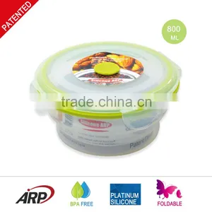 800ml Silicone Food Container With PP Lid , Platinum Silicone, Foldable, Non-stick, BPA FREE, Double Colors, FDA, LFGB, DGCCRF thumbnail-1