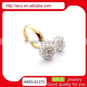 Best Birthday Gifts Colour Diamond Dubai Gold Ball Finger Rings thumbnail-1