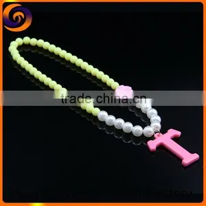 KIds Spring Color Acrylic Beads T Letter Necklace thumbnail-1