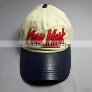 Custom 6 Panel New York Embroidery Unique Baseball Cap pu Brim Baseball Hat thumbnail-4