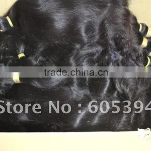 100% Indian Virgin Hair Unprocessed Raw Hair Bulk Double Drawn thumbnail-1