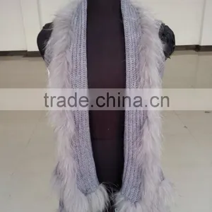 QD80274 2015 New Design Free Size Sweater Knitted Raccoon Fur Cardigan Vest thumbnail-1