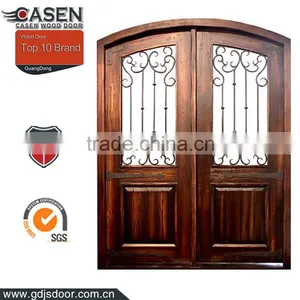 Exterior Solid Wood Arched Top French Doors Design thumbnail-2