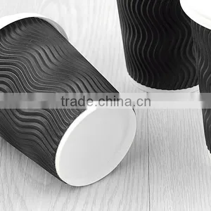 S-shape Disposable Ripple Wall Coffee Paper Cups With Lid for Hot Drinks Quality Choice thumbnail-3