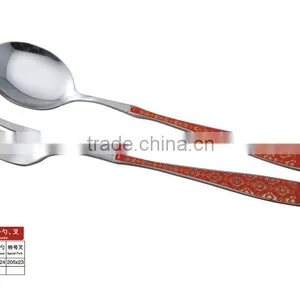 Jieyang Top Ranking Stainless Steel Special Big Spoon With Elegant Red Flower Printing thumbnail-1