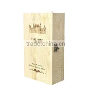 Luxury Packaging Pine 2 Bottle Wooden Wine Box thumbnail-4
