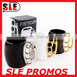 Hot Sale New Product Design Wholesale Ceramic Fist Cup,Brass Knuckle Duster Handle Coffee Milk Mug Cup Cool Gift Promotional AD thumbnail-1
