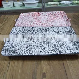 9094 Enamel Big Rectangle Tray With Speckle thumbnail-1