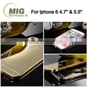 Electroplating Mirror Back Mobile Phone Case Aluminum Metal Bumper With PC Back Cover for Iphone 6/6s Plus thumbnail-3