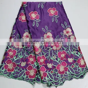 Rhinestone Embroidery Lace Fabric African Silk Lace Fabric for Girl Dress thumbnail-2