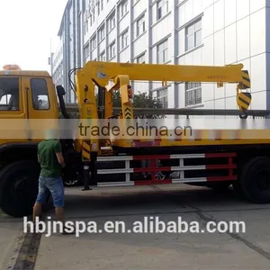 Right Hand Drive Yellow Color Flatbed Wrecker Truck With Crane 5ton thumbnail-2