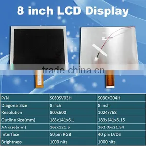 8 Inch TFT LCD Display With 1024x768 Resolution 1000cd/m2 High Brightness 4/3 Aspect Ratio S080XG04H thumbnail-1