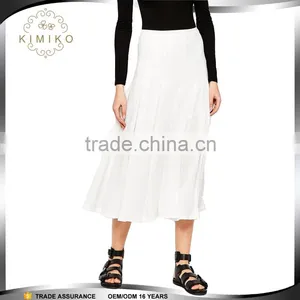Wholesale Summer White Pleated Women Midi Skirt Hot Sale Style thumbnail-1