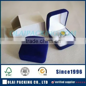 Custom Cheap Blue Hot Selling Flocking Branded Jewelry Box thumbnail-1