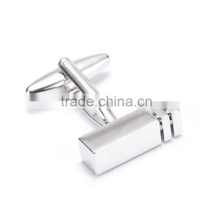 Black Lined Silver Cube Cufflinks thumbnail-3