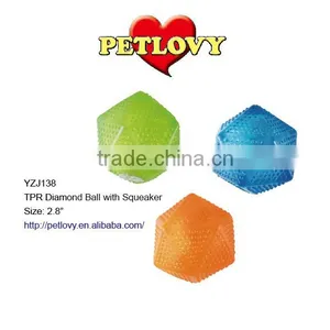 PROMOTIONAL 2.8" TPR DIAMOND BALL WITH SQUEAKER TPR TOY DOG TOY thumbnail-1