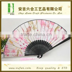 Decorative Handicrafts Cloth Bamboo Folding Fan thumbnail-1