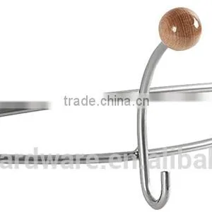 Wholesale Classical Steel Wall Coat Hook With Wooden Ball Powder Coating thumbnail-1