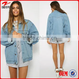 2016 Custom Made Clothing Manufacturers Women's Denim Jacket Quality Choice thumbnail-1
