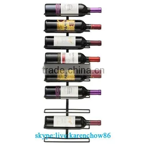 9 Bottles Black Metal Wall Mount Wine Rack thumbnail-1
